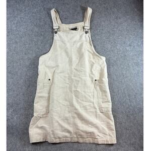 NY Jeans Linen Overall Dress Womens Medium Beige Linen Cotton Pinafore Utility